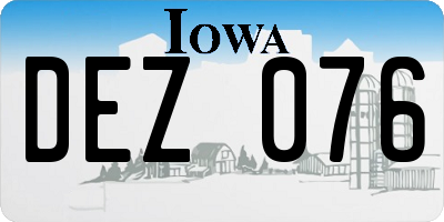 IA license plate DEZ076