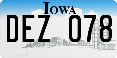 IA license plate DEZ078