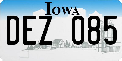 IA license plate DEZ085