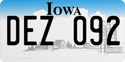 IA license plate DEZ092