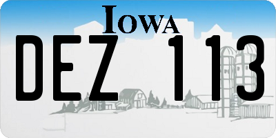 IA license plate DEZ113