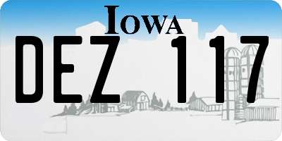 IA license plate DEZ117