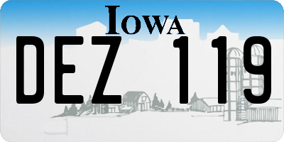 IA license plate DEZ119