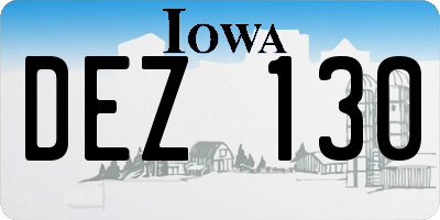 IA license plate DEZ130