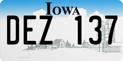 IA license plate DEZ137