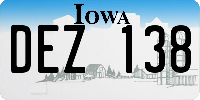 IA license plate DEZ138