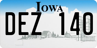 IA license plate DEZ140