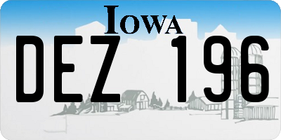 IA license plate DEZ196
