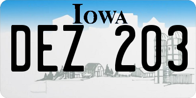IA license plate DEZ203