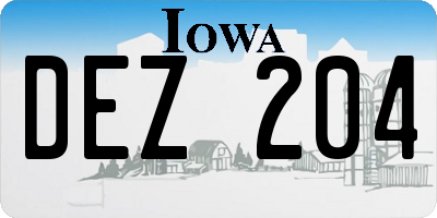 IA license plate DEZ204