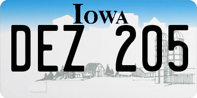 IA license plate DEZ205