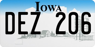 IA license plate DEZ206