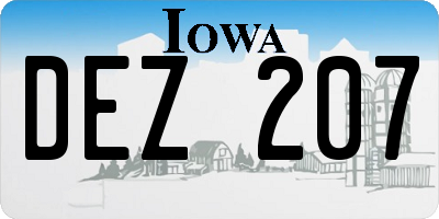 IA license plate DEZ207