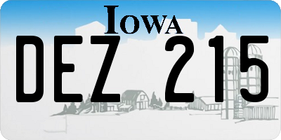IA license plate DEZ215