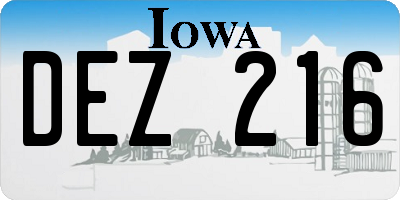 IA license plate DEZ216