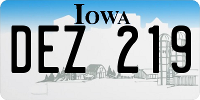 IA license plate DEZ219