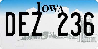IA license plate DEZ236