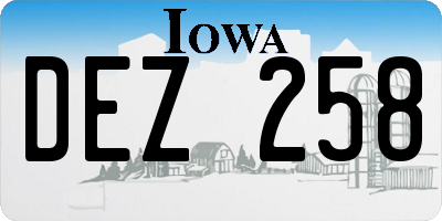 IA license plate DEZ258