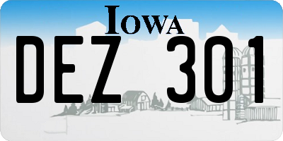 IA license plate DEZ301