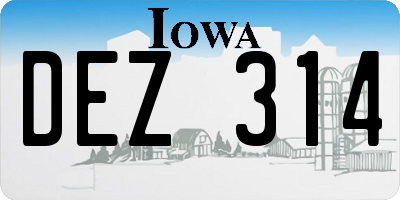 IA license plate DEZ314