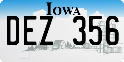 IA license plate DEZ356