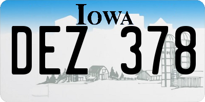 IA license plate DEZ378