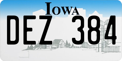 IA license plate DEZ384