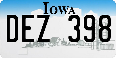 IA license plate DEZ398