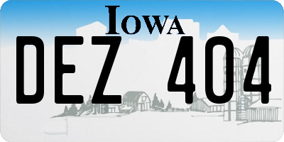 IA license plate DEZ404