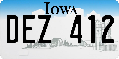 IA license plate DEZ412