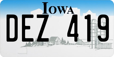 IA license plate DEZ419