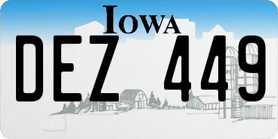 IA license plate DEZ449
