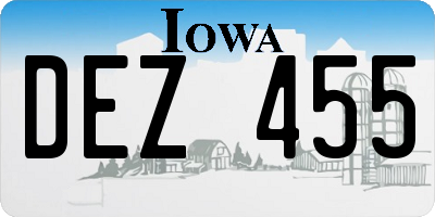IA license plate DEZ455