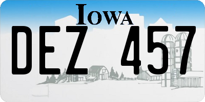 IA license plate DEZ457