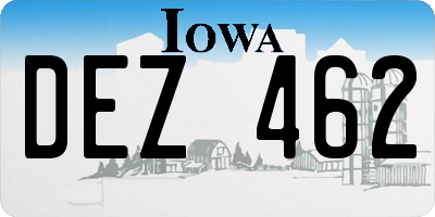 IA license plate DEZ462