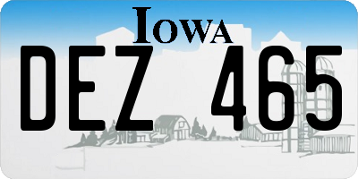 IA license plate DEZ465