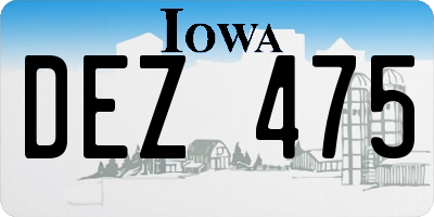 IA license plate DEZ475