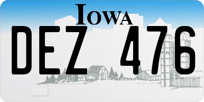 IA license plate DEZ476