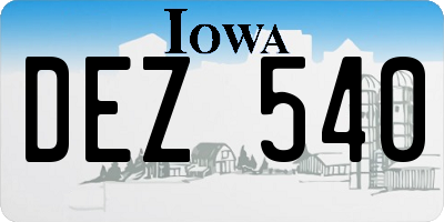 IA license plate DEZ540