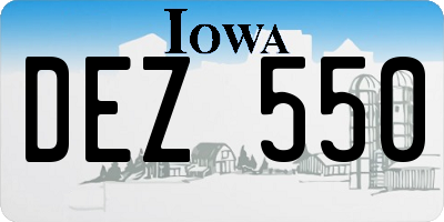 IA license plate DEZ550
