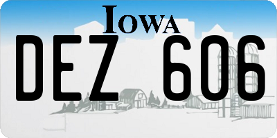 IA license plate DEZ606