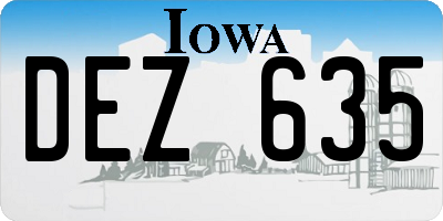 IA license plate DEZ635
