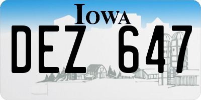 IA license plate DEZ647