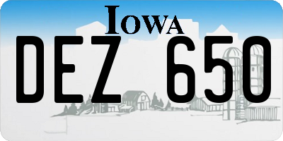 IA license plate DEZ650