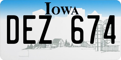IA license plate DEZ674