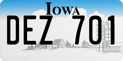 IA license plate DEZ701