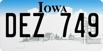 IA license plate DEZ749