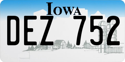 IA license plate DEZ752