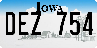 IA license plate DEZ754