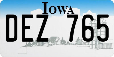 IA license plate DEZ765